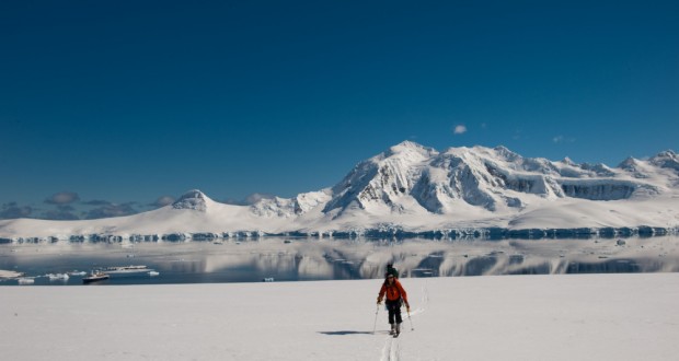Brennan Lagasse, Skinning in Antarctica, Warren Miller Ent., by Keoki Flagg