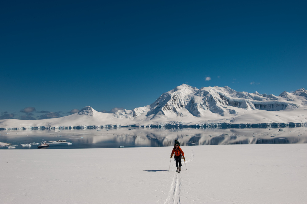 Brennan Lagasse, Skinning in Antarctica, Warren Miller Ent., by Keoki Flagg